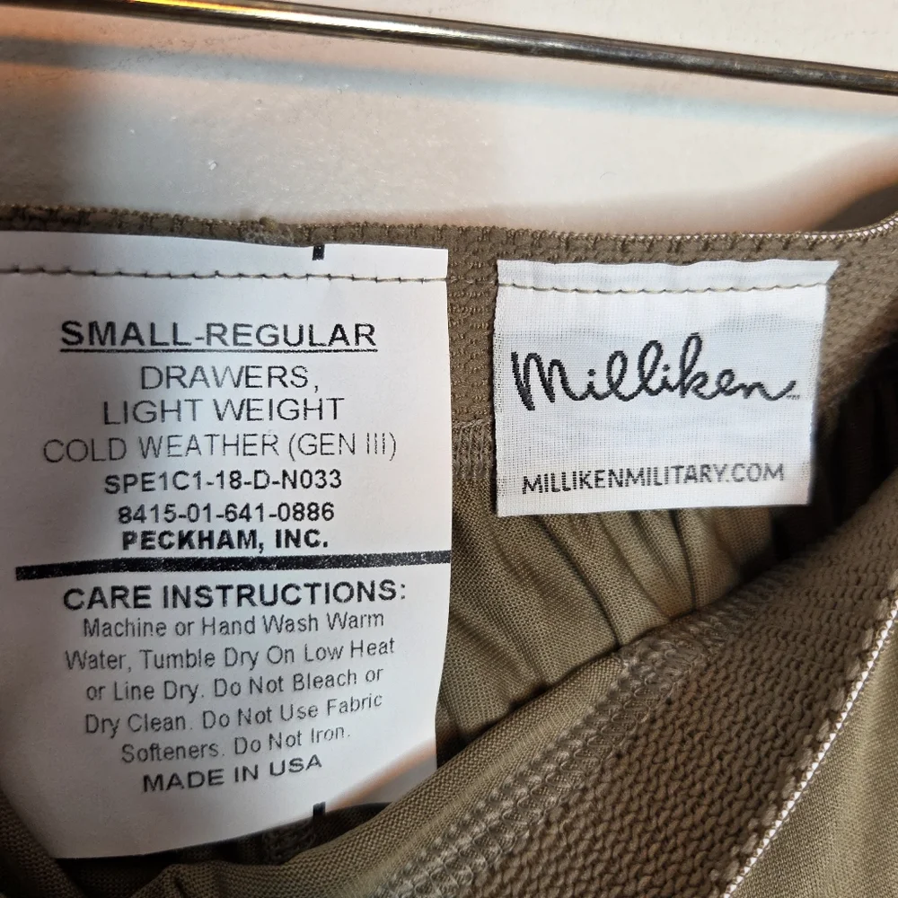 NWT Millikan Military Lightweight Cold Weather Drawers (GEN III) Size S